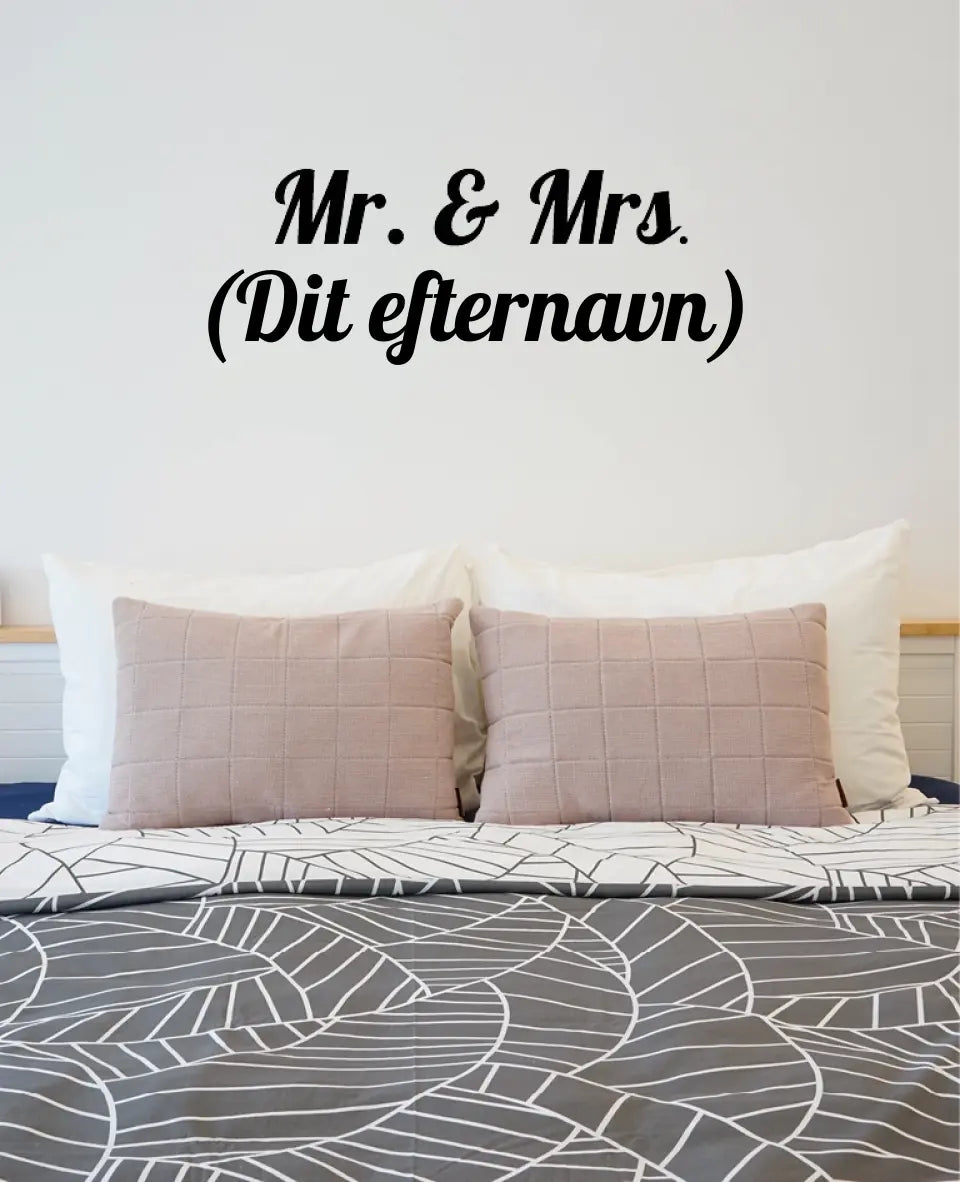 Wallstickers - Mr & Mrs. (Tilføj dit eget efternavn)