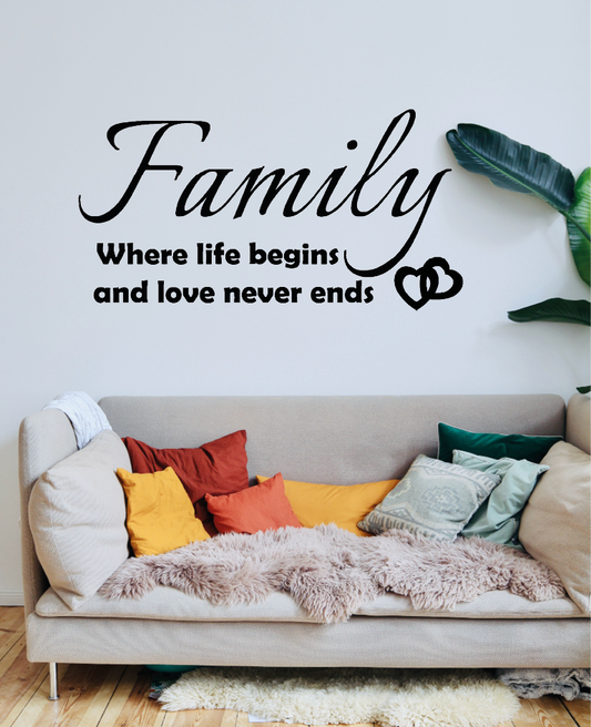 Wallstickers - Family where life begins and love never ends