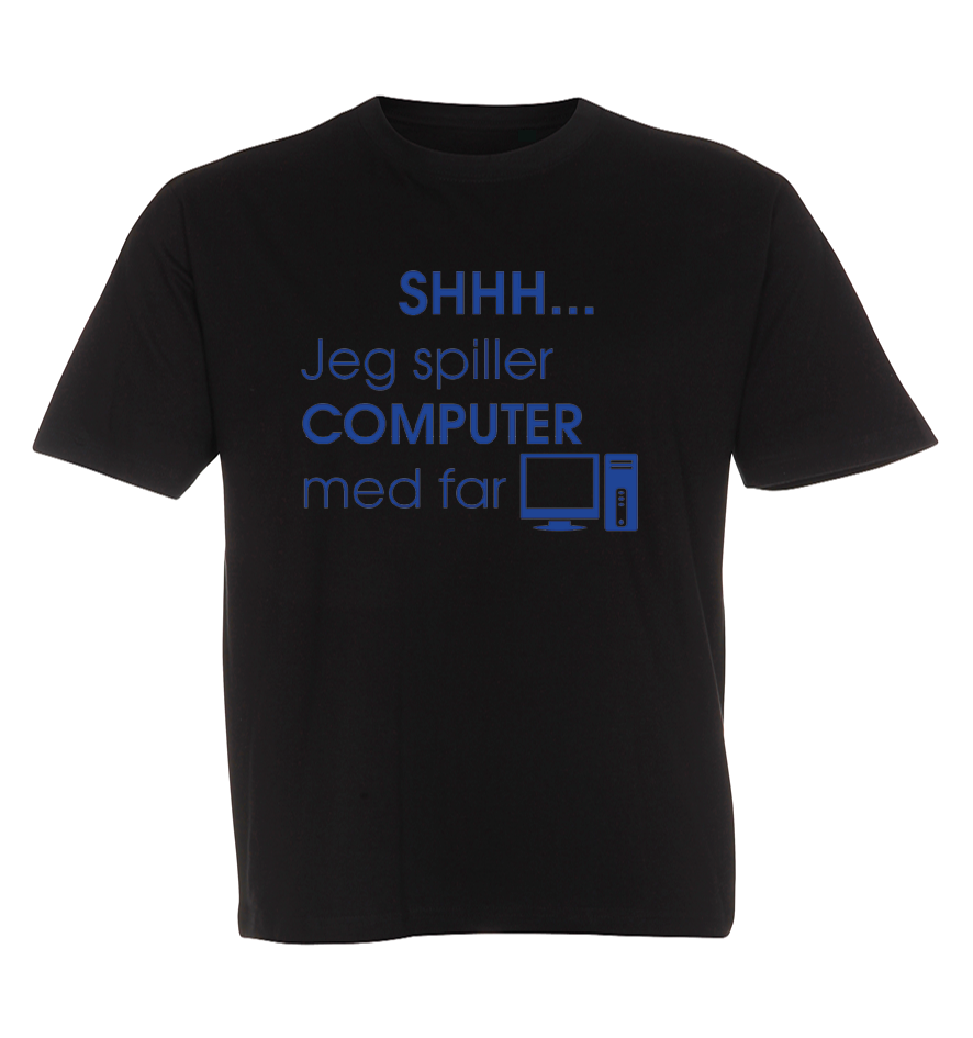 Børne t-shirt - Shhh jeg spiller computer med Far