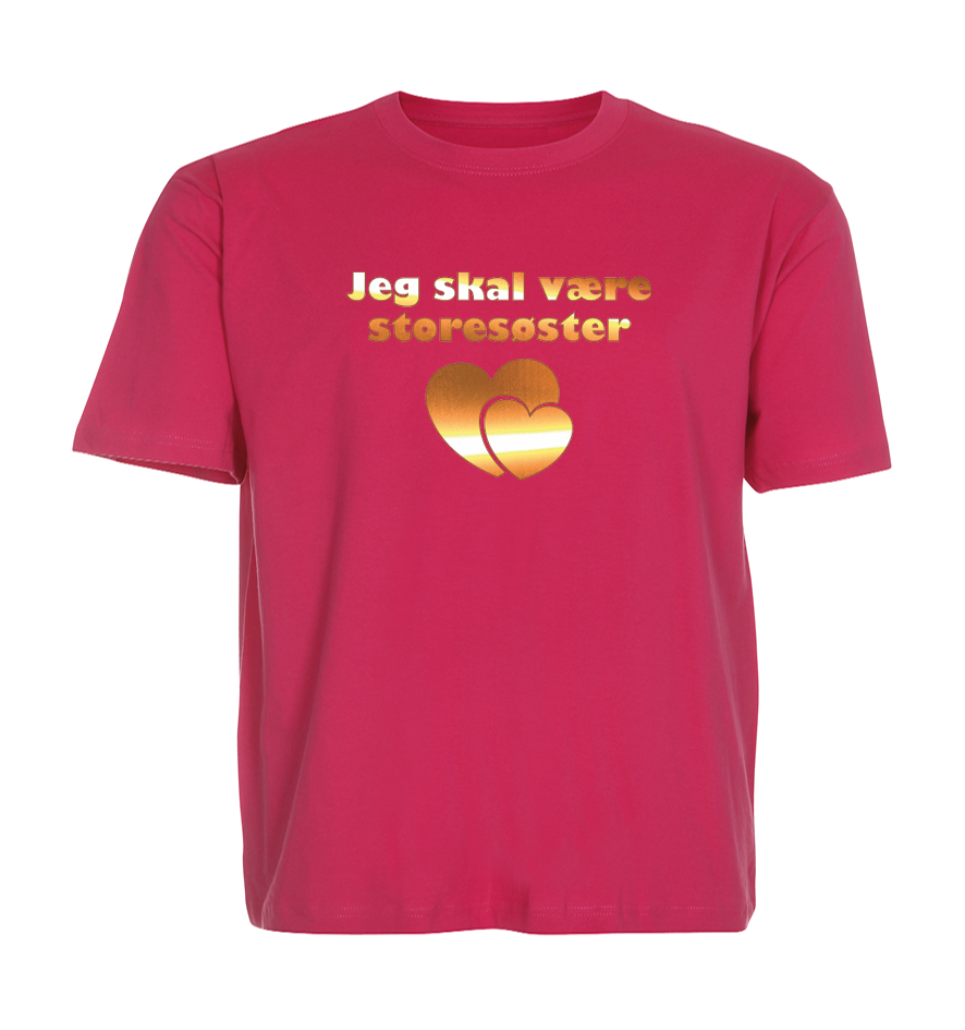 Børne t-shirt - Jeg skal være storesøster (Hjerter)