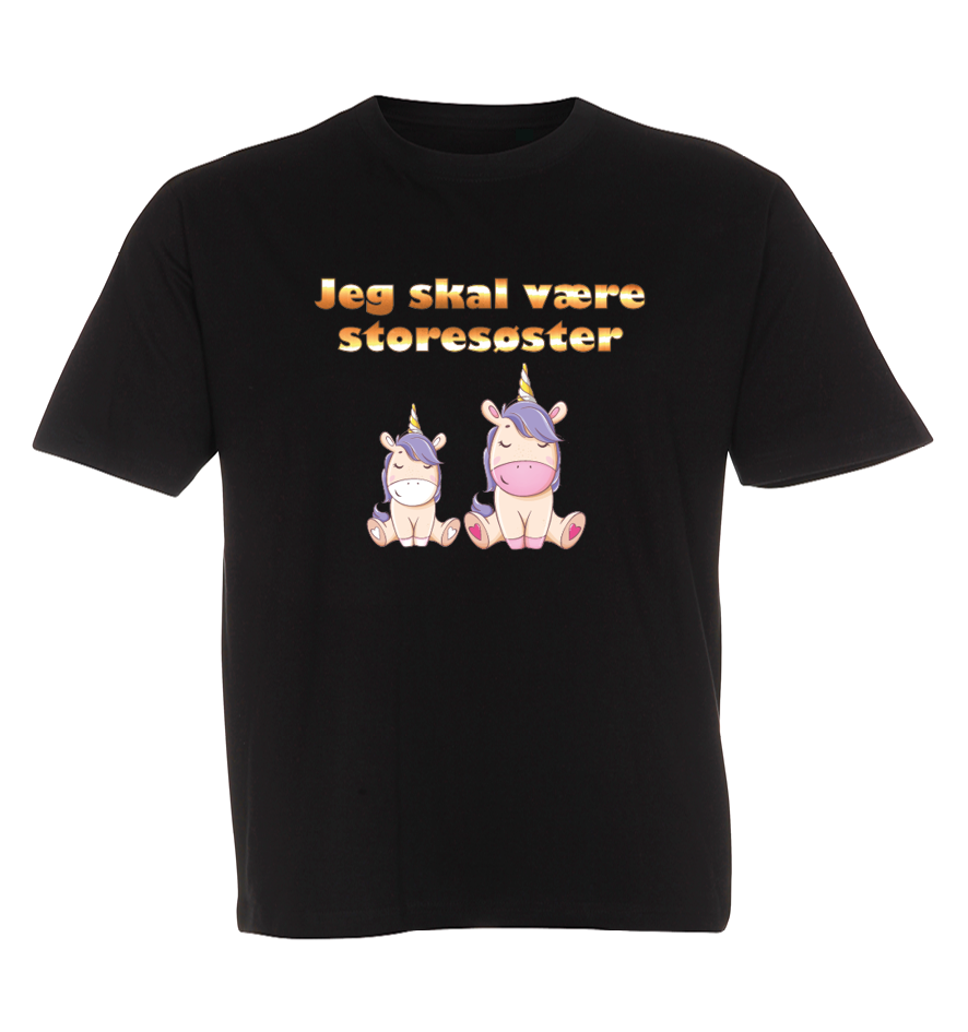 Børne t-shirt - Jeg skal være storesøster (Unicorn)