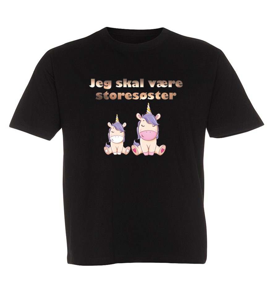 Børne t-shirt - Jeg skal være storesøster (Unicorn)