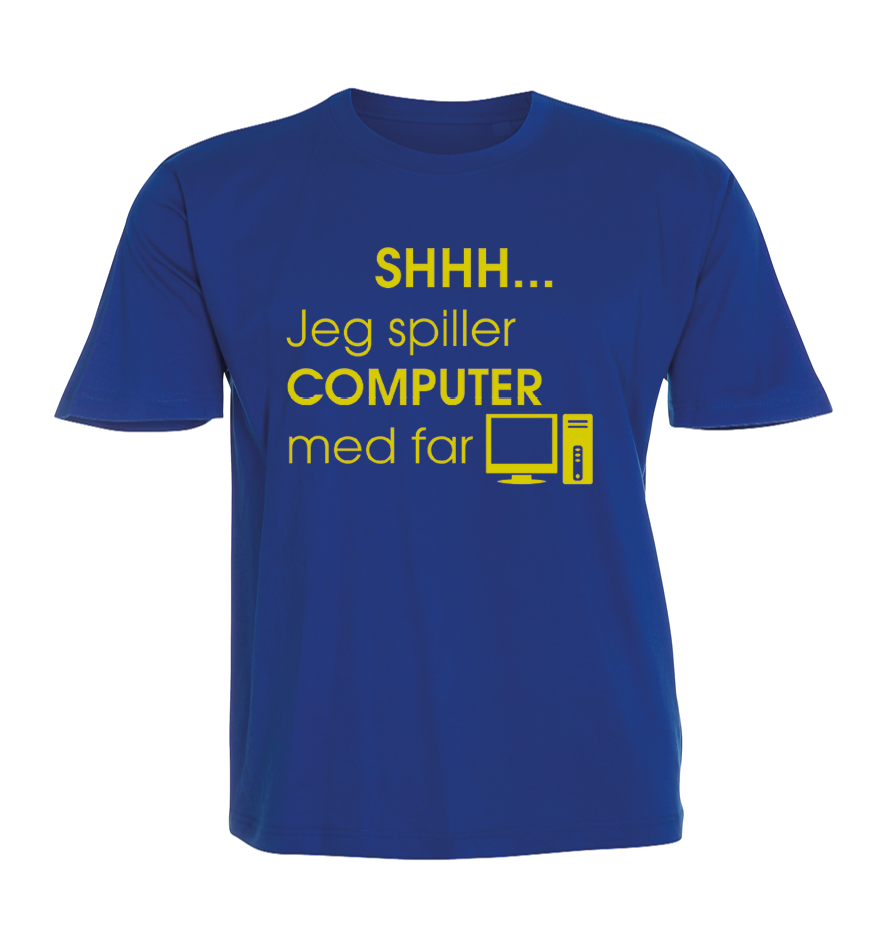 Børne t-shirt - Shhh jeg spiller computer med Far