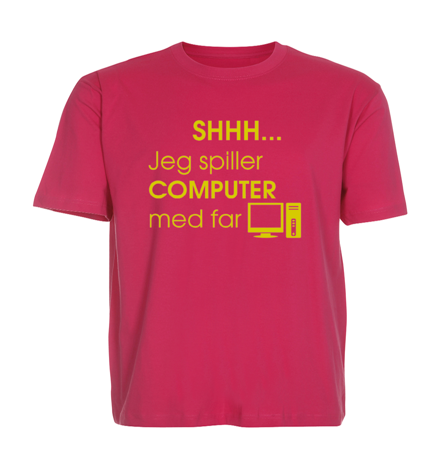 Børne t-shirt - Shhh jeg spiller computer med Far