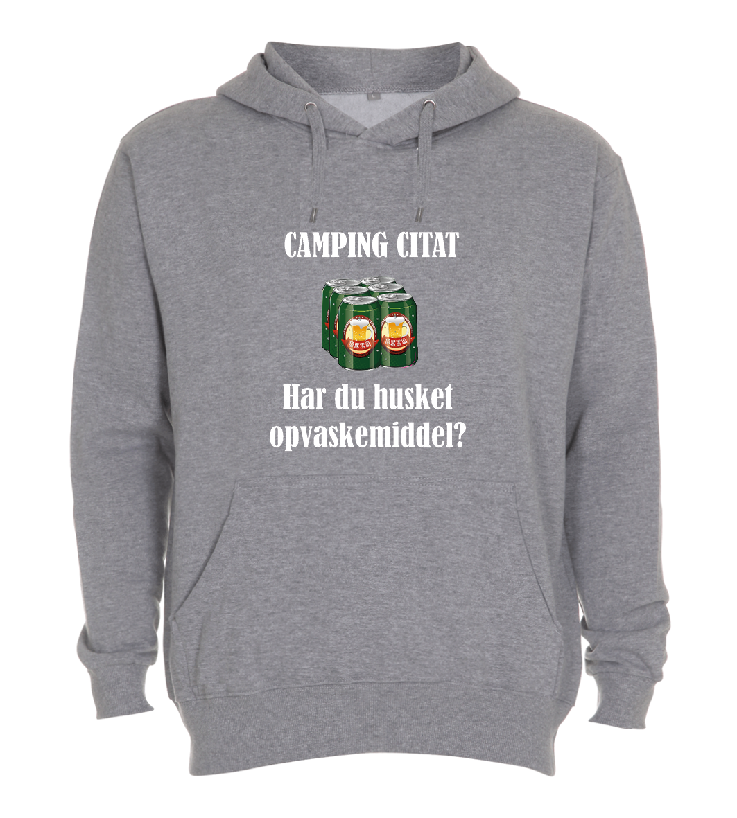 Hoodie - Camping citat, Har du husket opvaskemiddel?