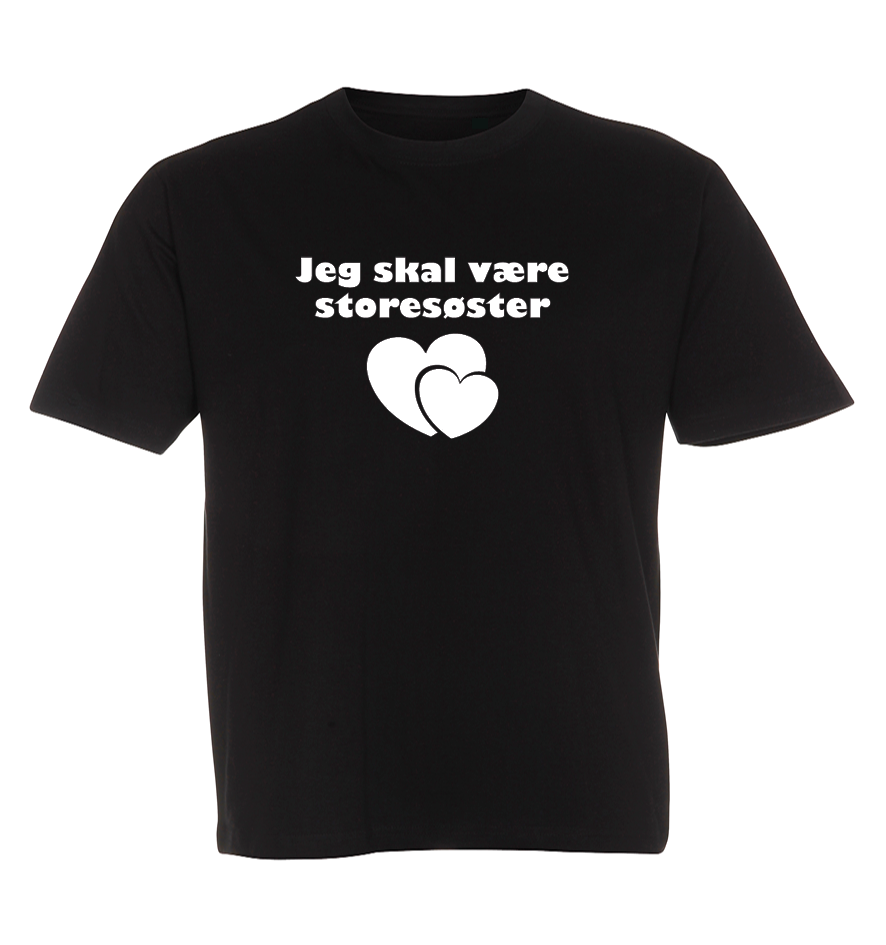 Børne t-shirt - Jeg skal være storesøster (Hjerter)