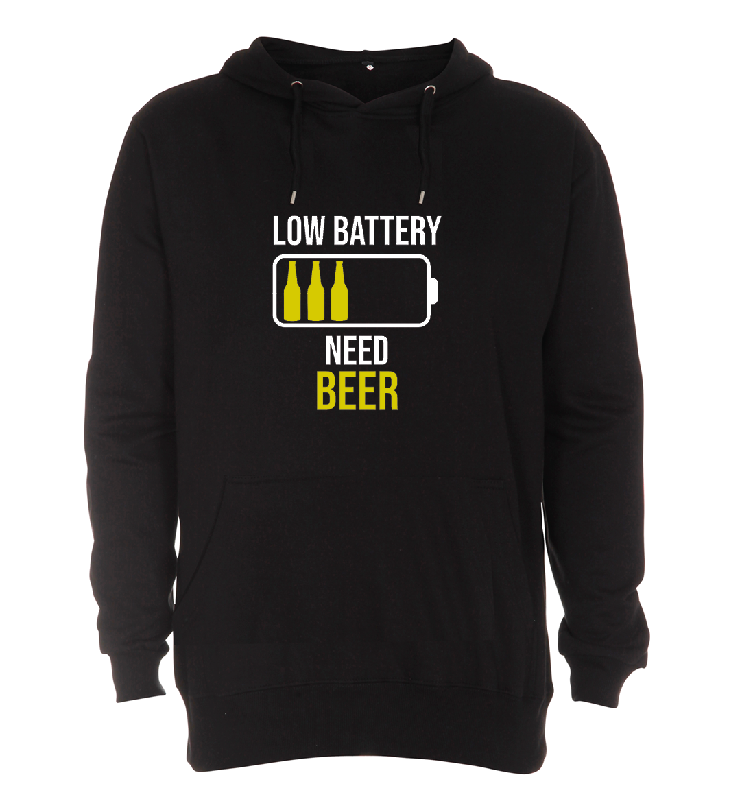 Hoodie - Low battery need beer