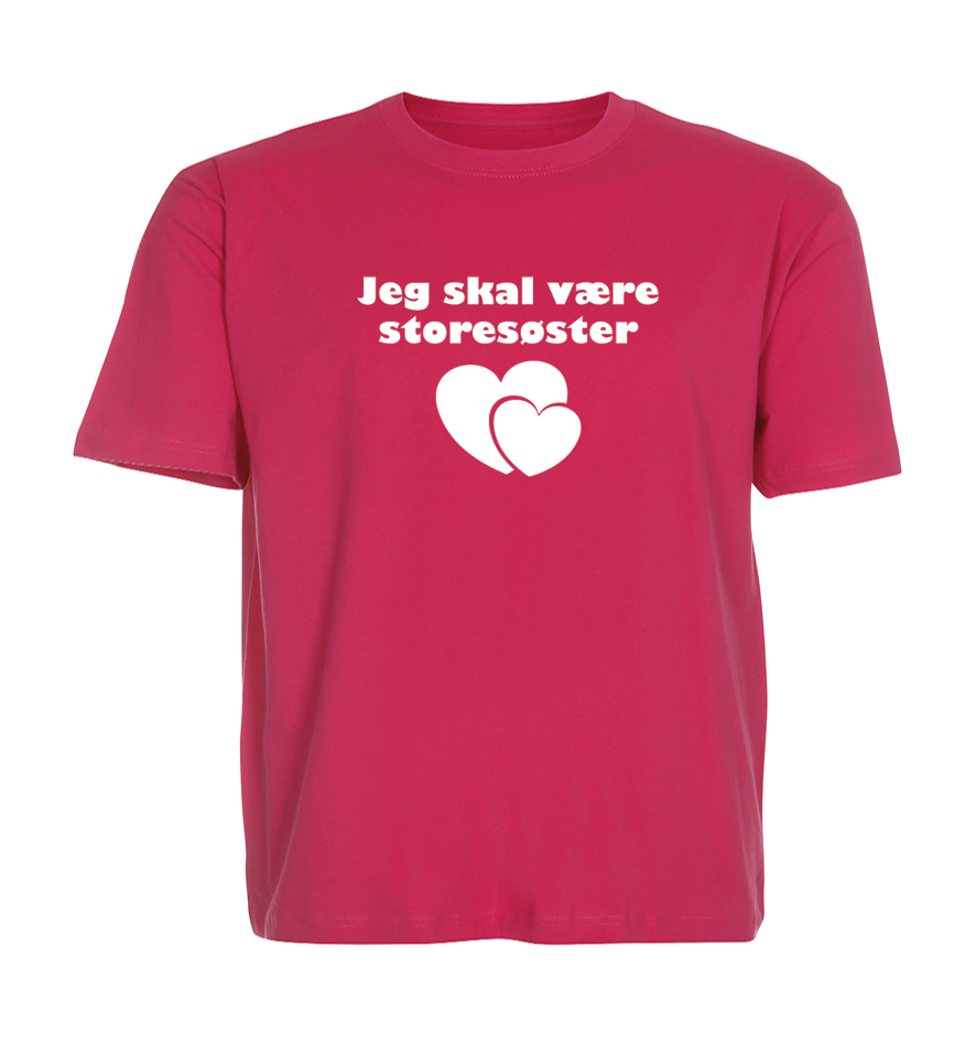 Børne t-shirt - Jeg skal være storesøster (Hjerter)