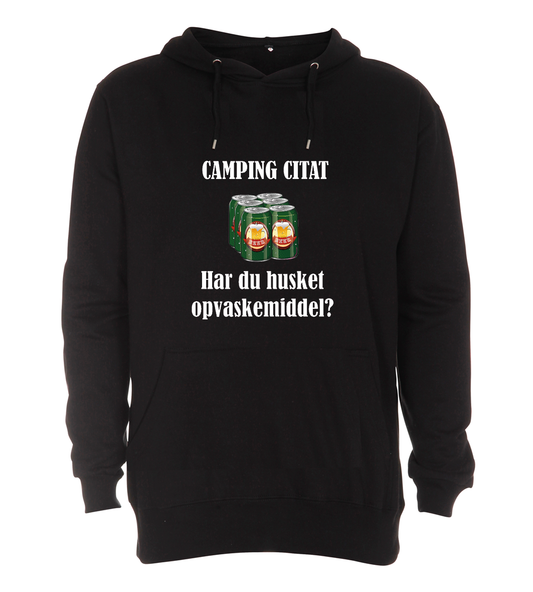 Hoodie - Camping citat, Har du husket opvaskemiddel?