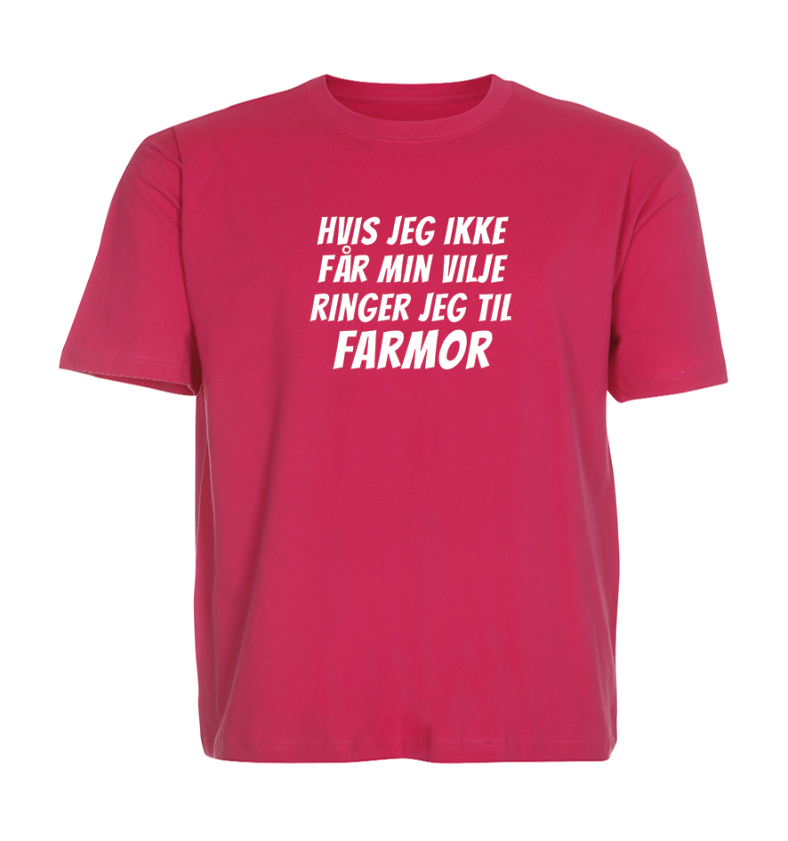 Børne t-shirt - Hvis ikke jeg får min vilje ringer jeg til Farmor