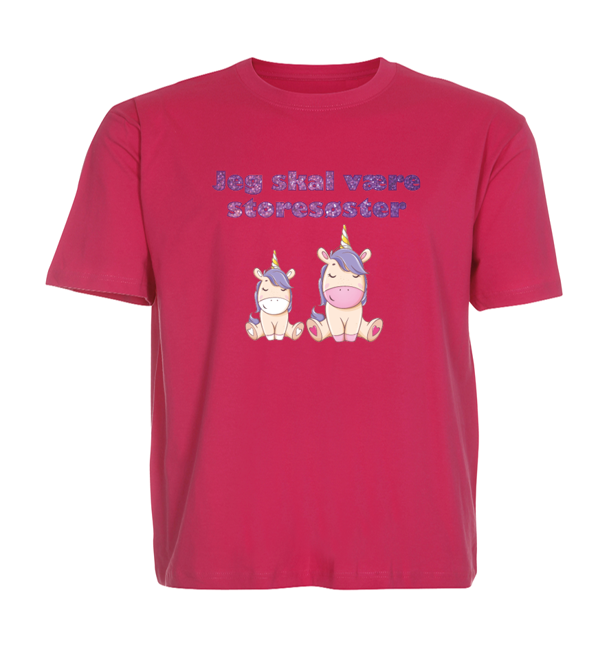 Børne t-shirt - Jeg skal være storesøster (Unicorn)