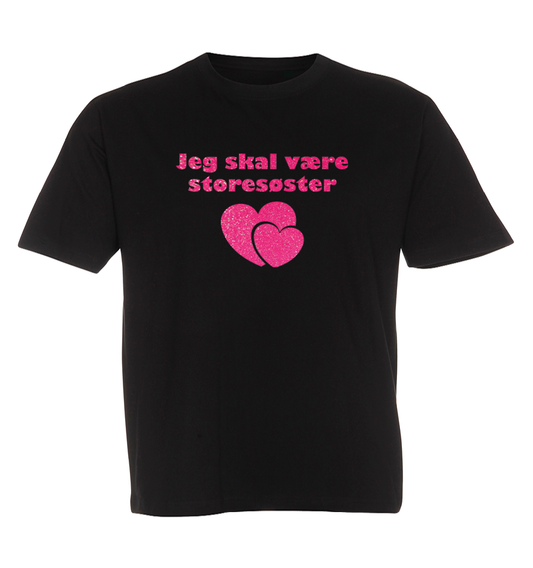 Børne t-shirt - Jeg skal være storesøster (Hjerter)