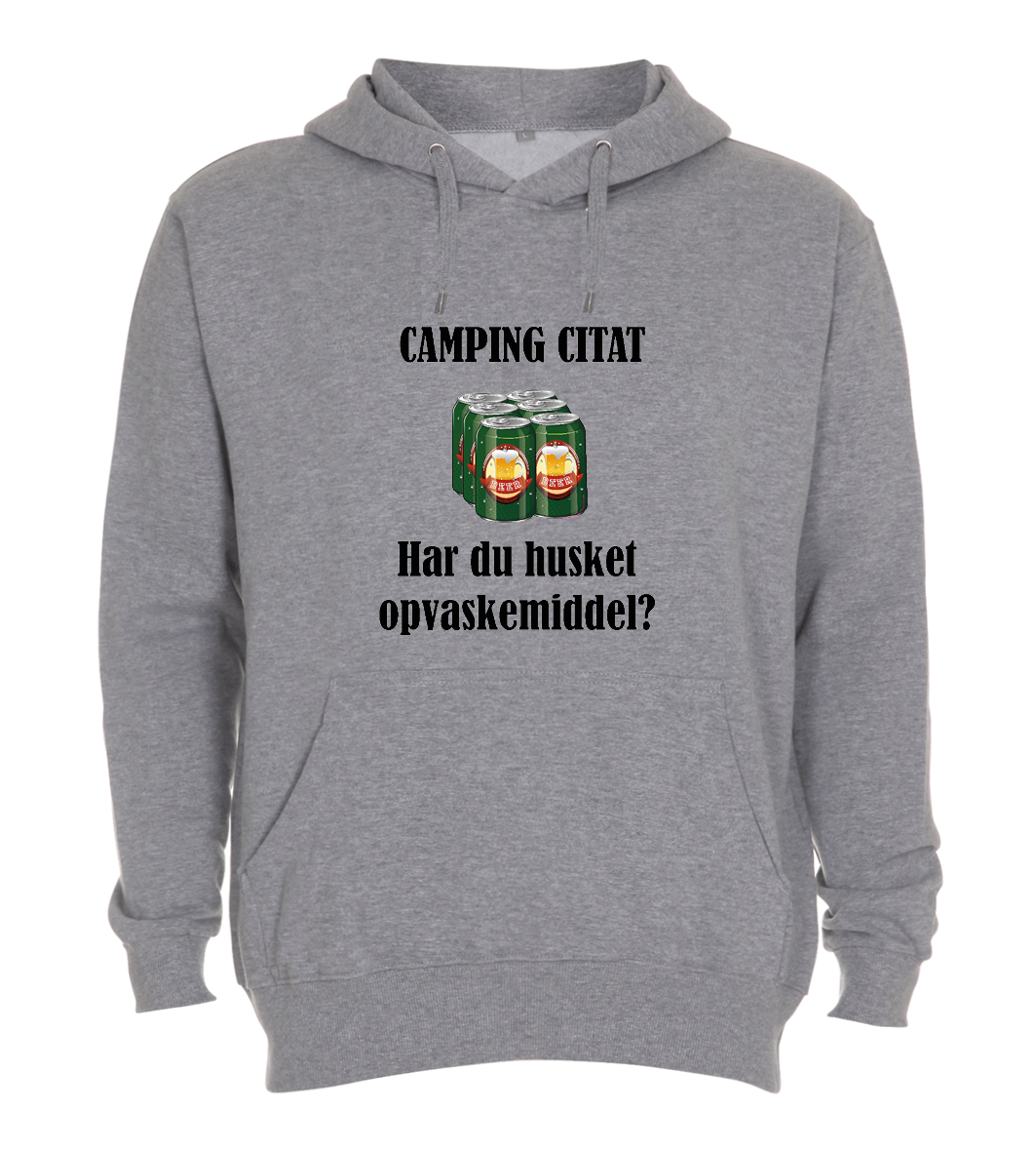 Hoodie - Camping citat, Har du husket opvaskemiddel?